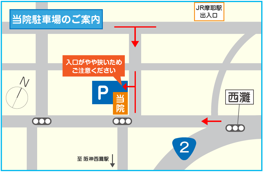 医院駐車場へのアクセスマップ